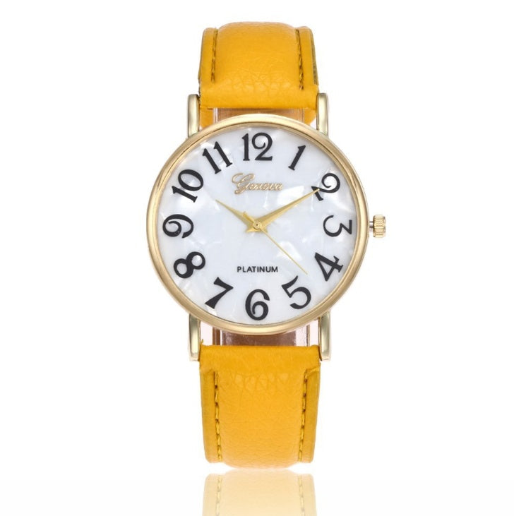 Marble Belt Watch Fashion Geneva Watch Shell Face Casual Watch For Men And Women