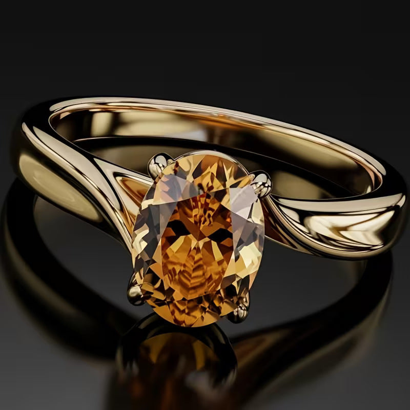 Bestselling Light Luxury Minimalist Ring, Smooth Irregular Exquisite Women's Ring Inlaid Champagne Zircon