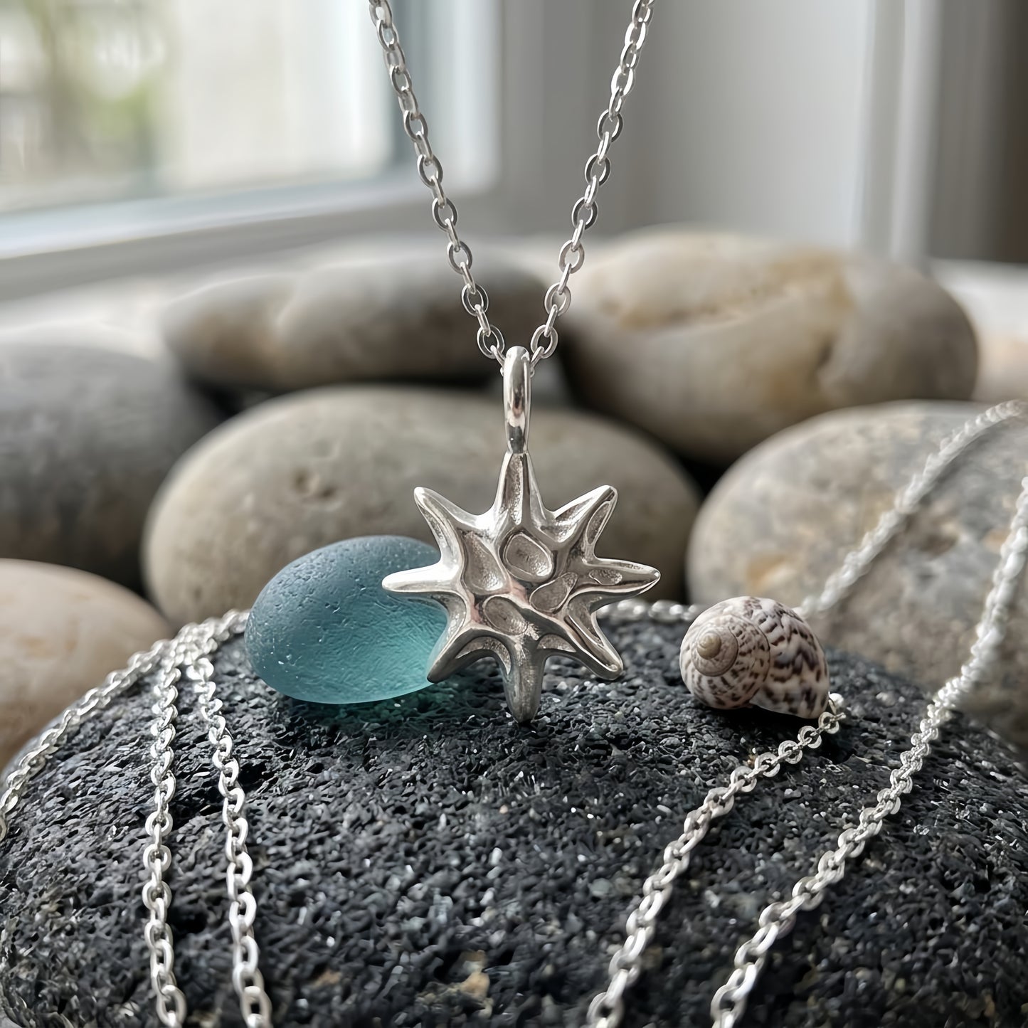 925 Sterling Silver Radiant Starburst Pendant Necklace