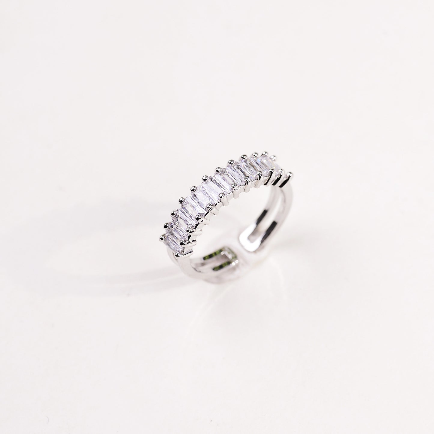 Retro Luxe Full-Diamond-Inlaid Zircon Mid-Century Style Open Ring