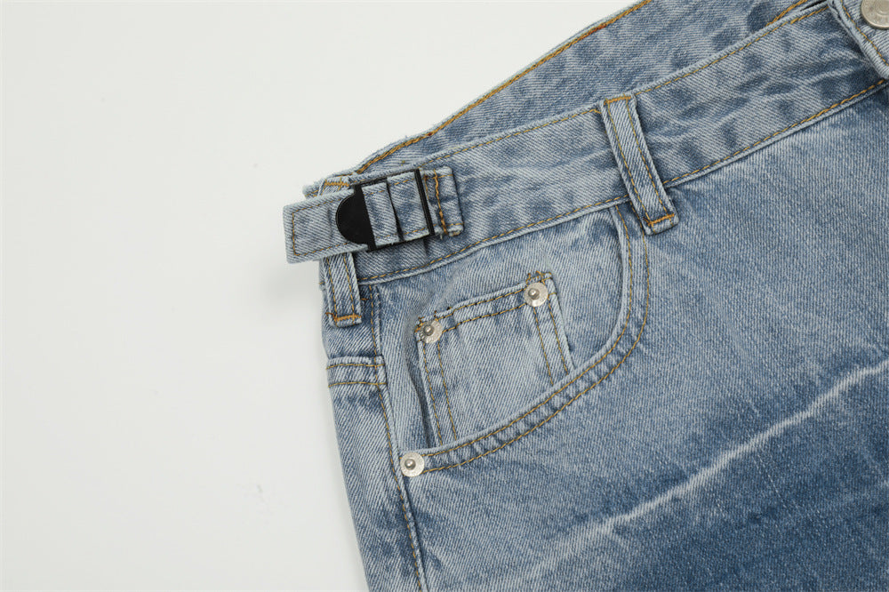 Fashion Gradient Denim Straight-leg Pants Men