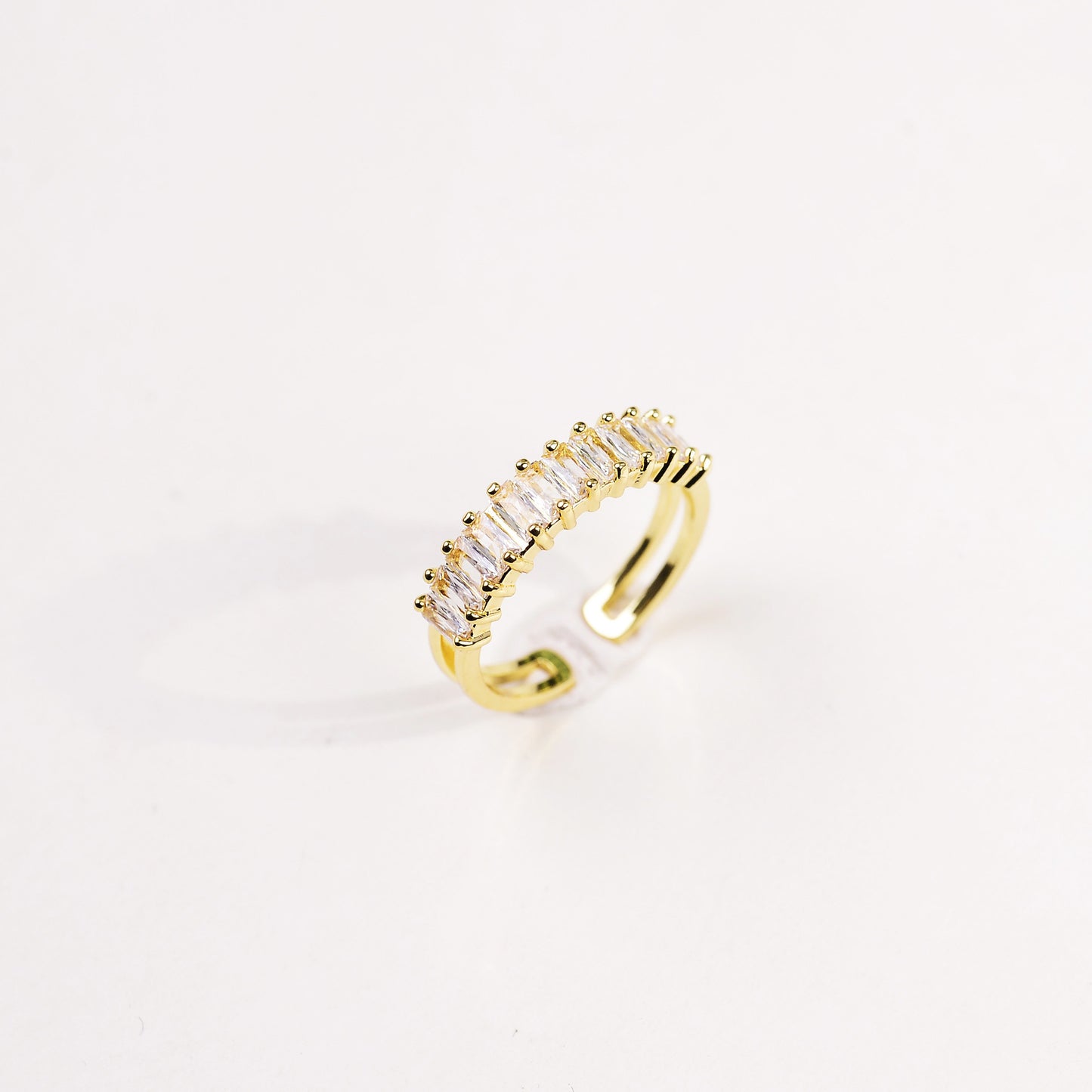 Retro Luxe Full-Diamond-Inlaid Zircon Mid-Century Style Open Ring