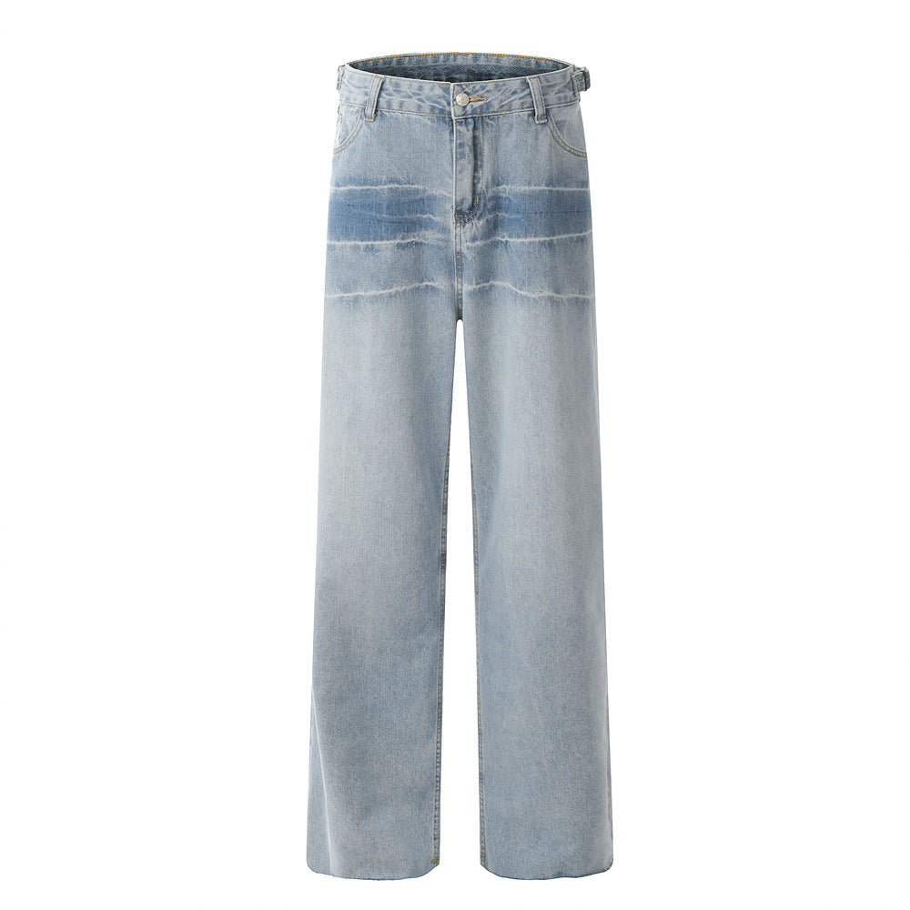 Fashion Gradient Denim Straight-leg Pants Men