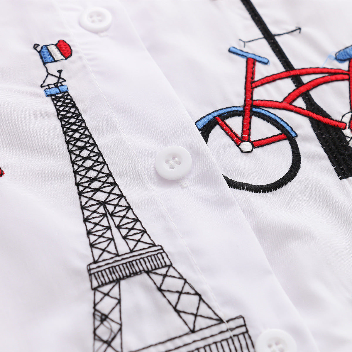 Top embroidered shirt solid color casual shirt