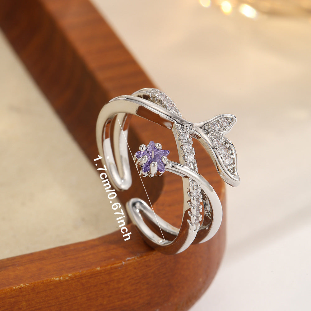 Elegant Cross Double Ring with Diamond Zircon for Women – Luxury Statement Jewelry