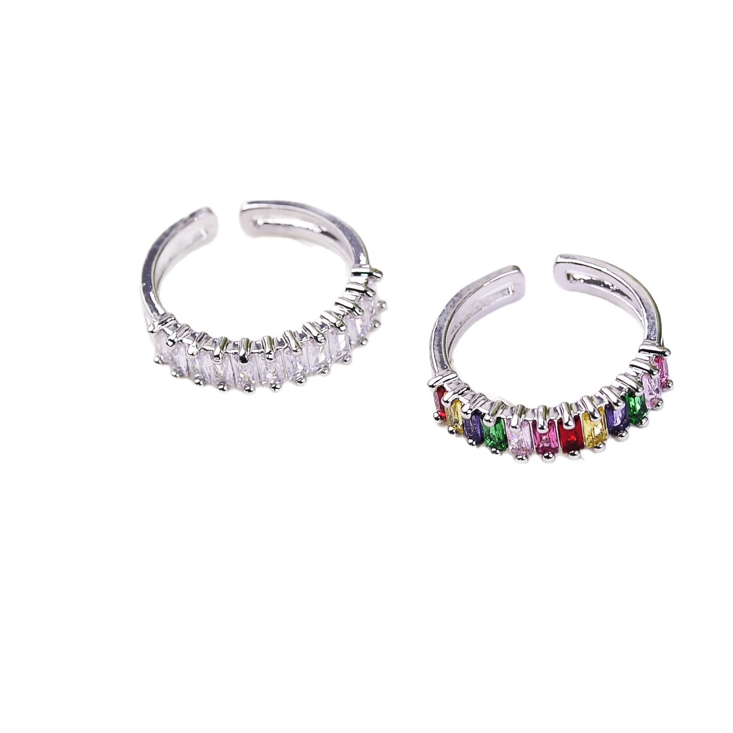 Retro Luxe Full-Diamond-Inlaid Zircon Mid-Century Style Open Ring