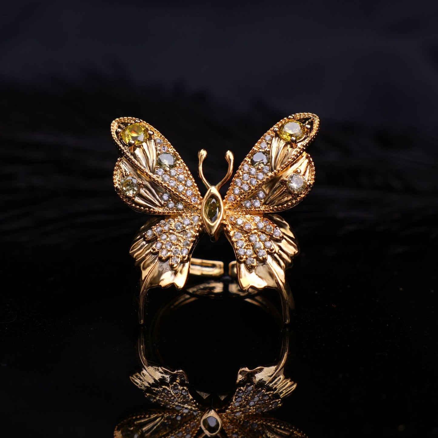 French Light Luxury 18K Real Gold Plated Copper Adjustable Open Ring
