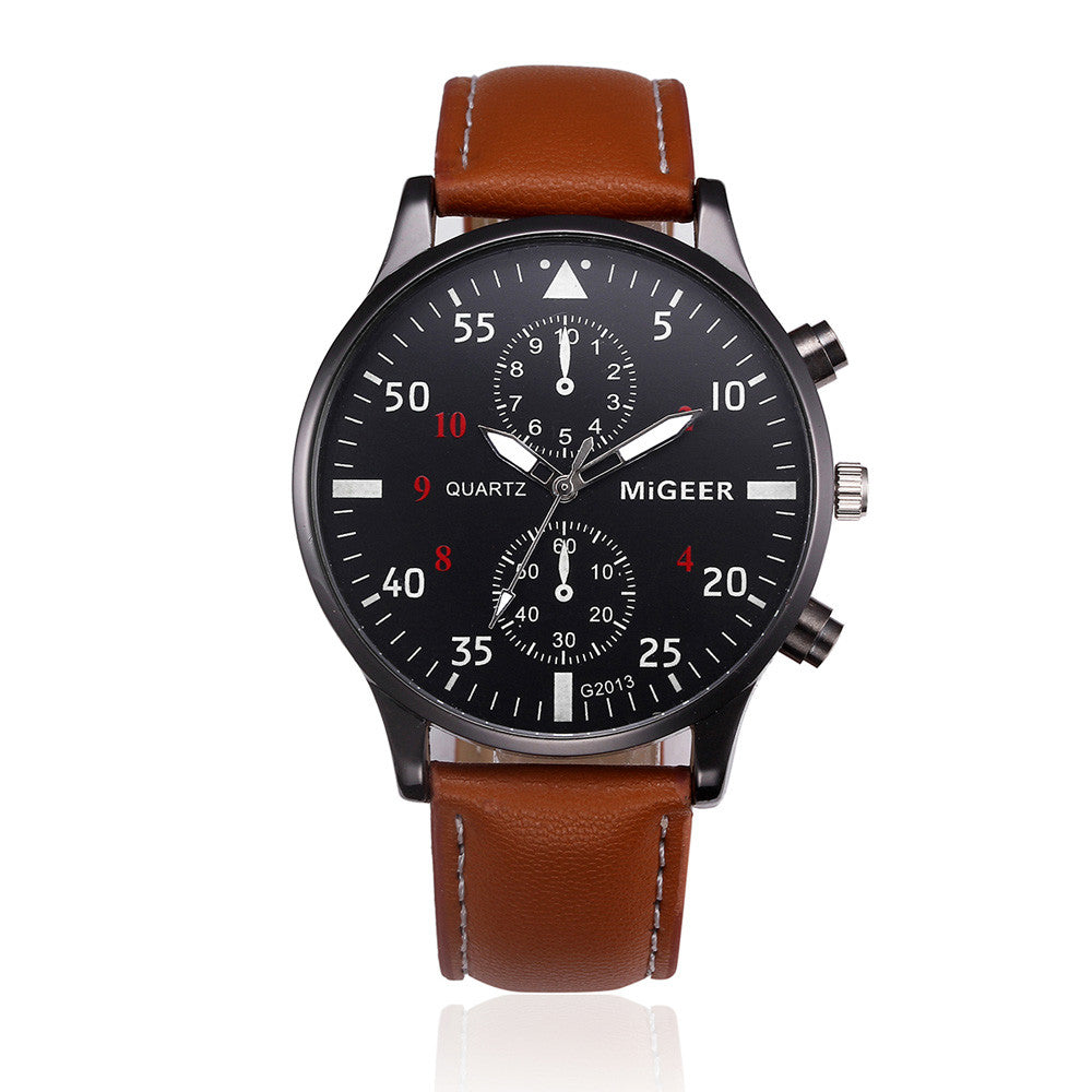 Men’s Retro Analog Quartz Watch – Leather Band Sport & Business Style