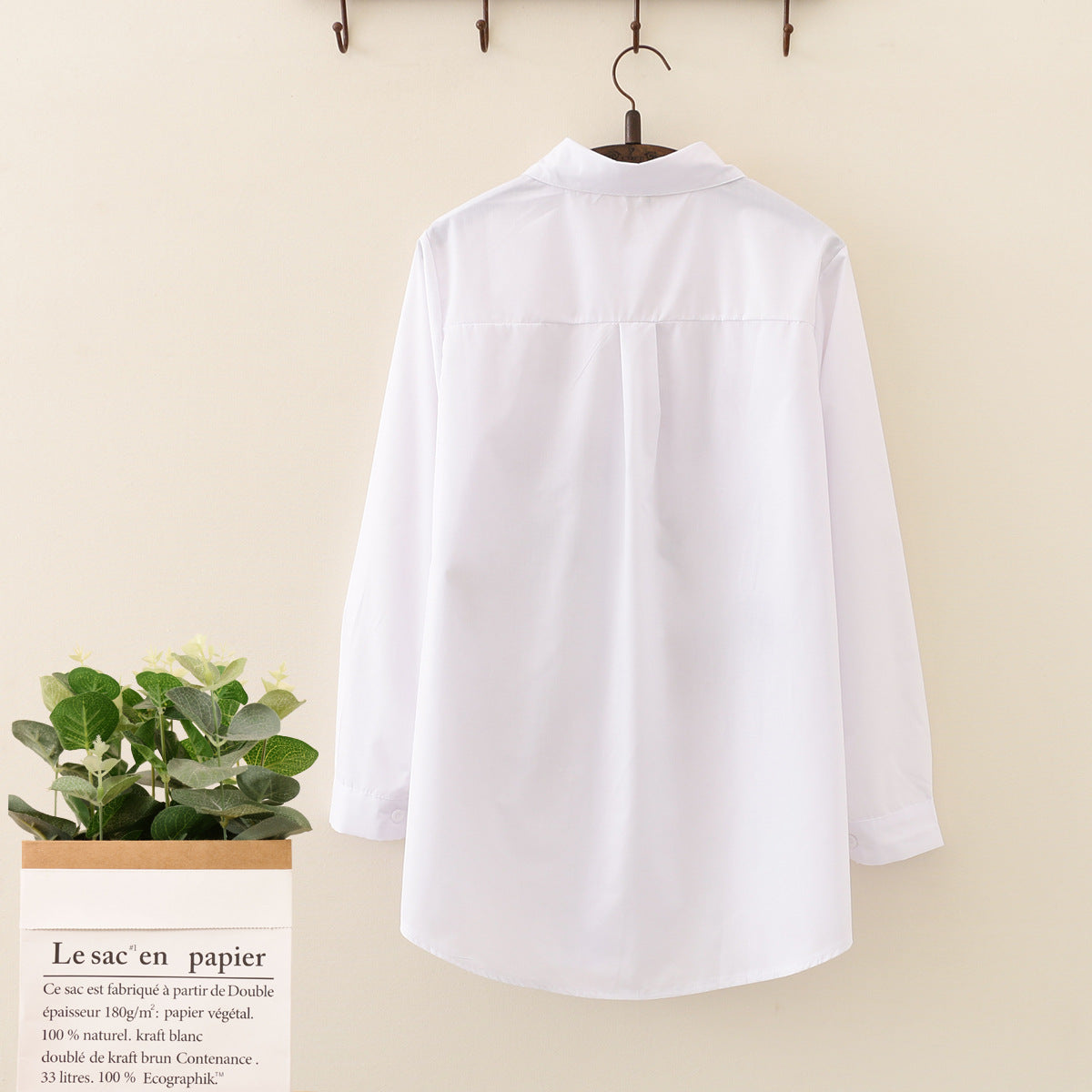 Top embroidered shirt solid color casual shirt