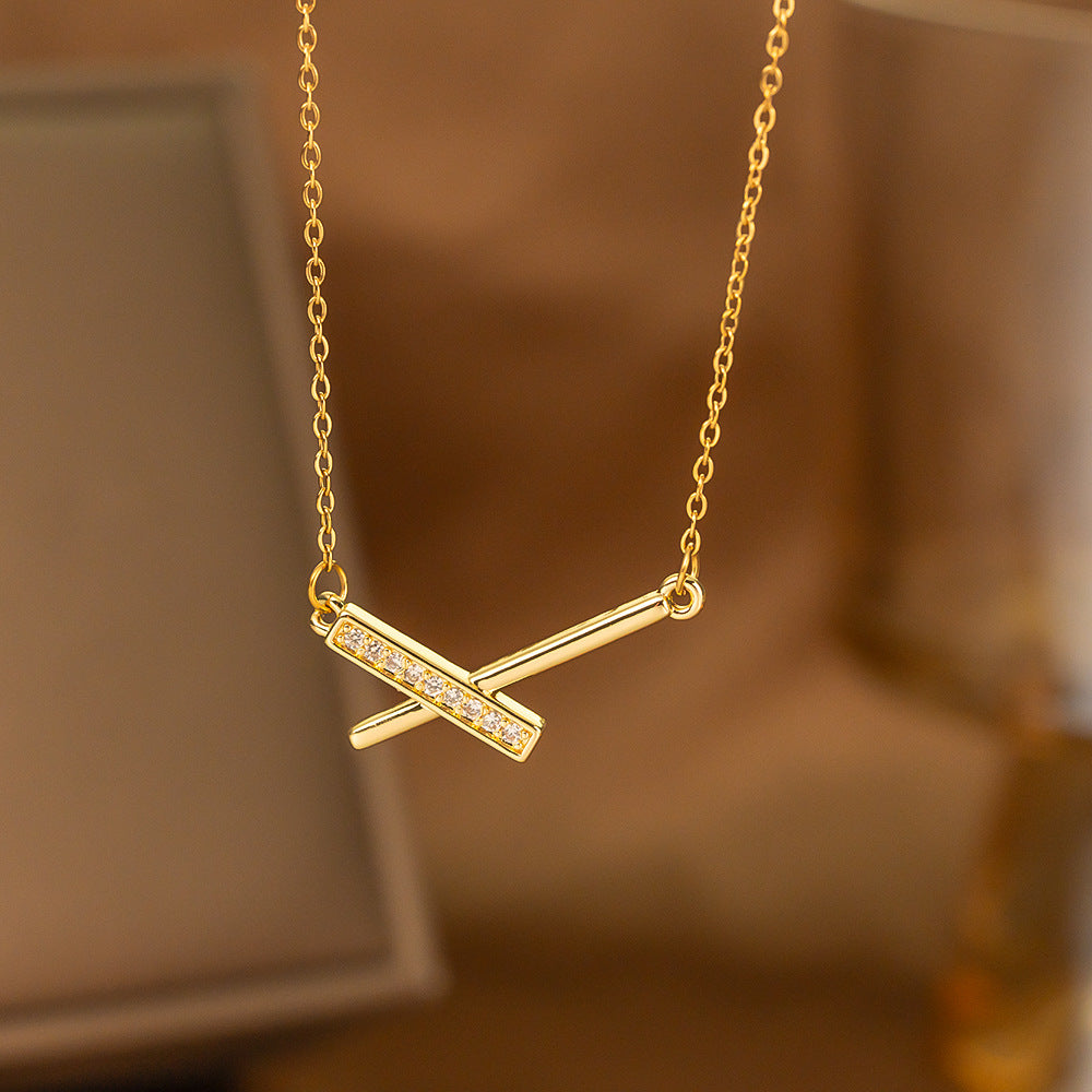 Fashionable Minimalist Internet-celebrity-style Versatile Single-diamond Pendant Necklace