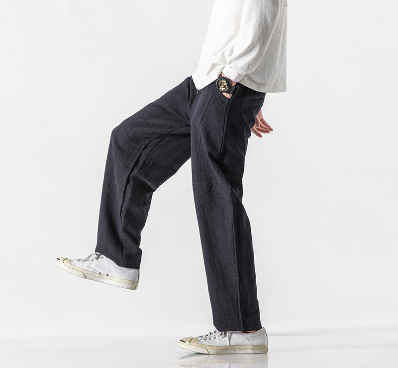 Cotton-linen Mens Pants Linen Pants Loose-fit