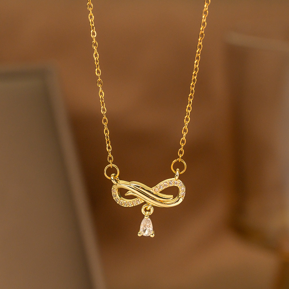 Fashionable Minimalist Internet-celebrity-style Versatile Single-diamond Pendant Necklace