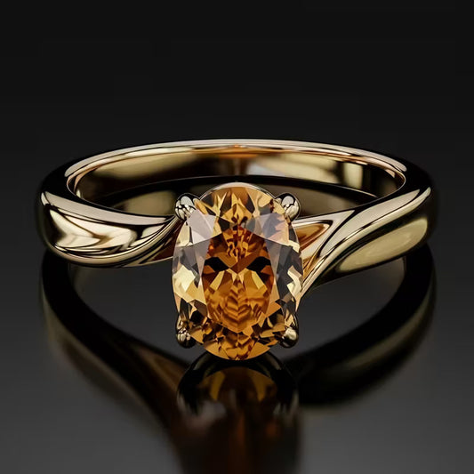 Bestselling Light Luxury Minimalist Ring, Smooth Irregular Exquisite Women's Ring Inlaid Champagne Zircon