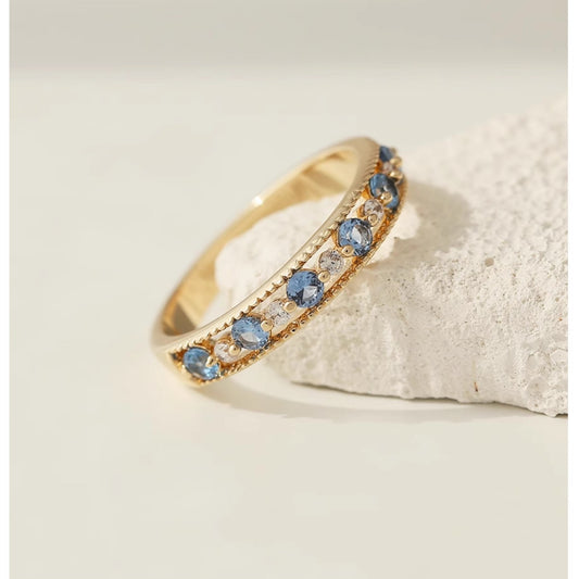 Niche Sea Blue Crystal Lace Hollow Out Ring