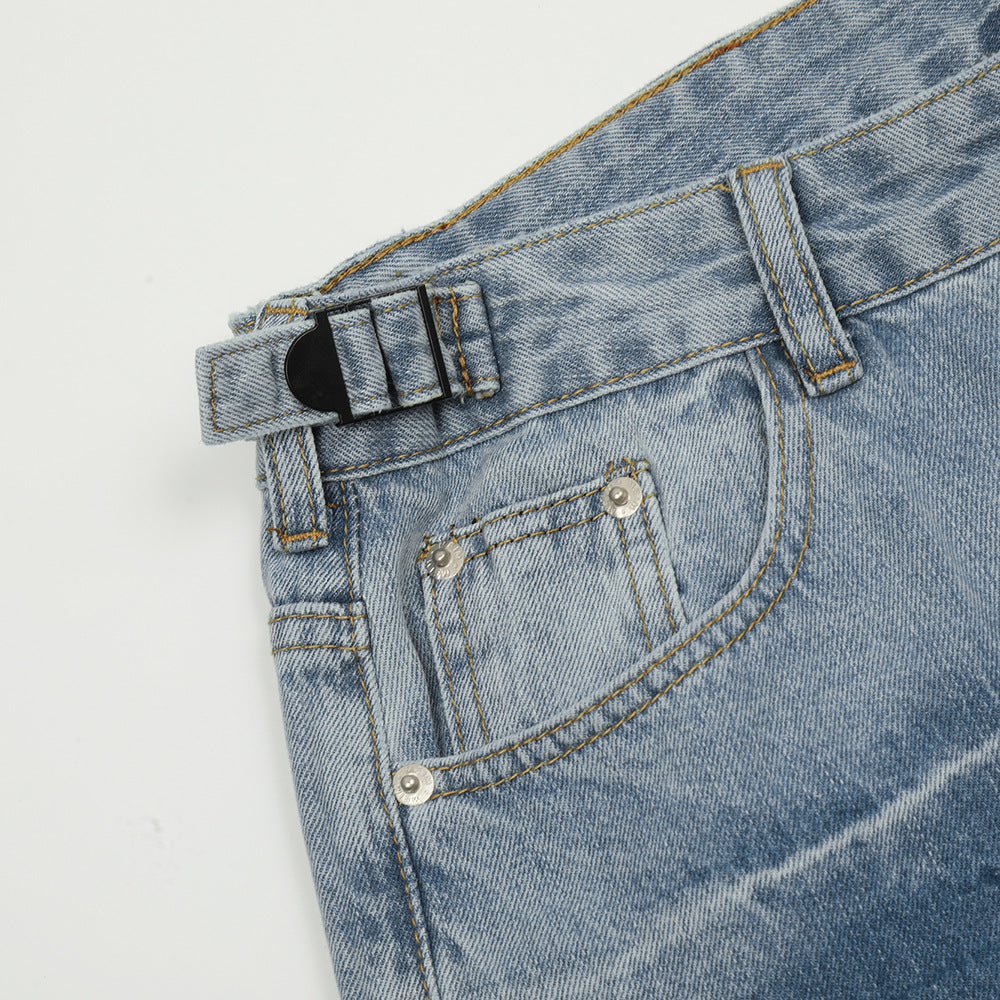 Fashion Gradient Denim Straight-leg Pants Men