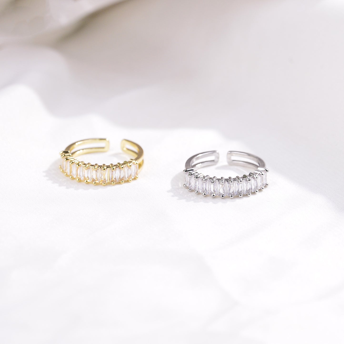 Retro Luxe Full-Diamond-Inlaid Zircon Mid-Century Style Open Ring