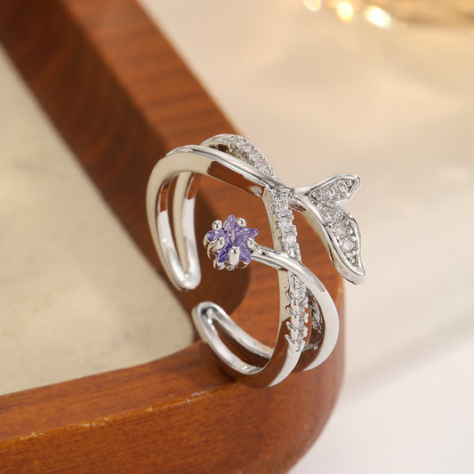 Elegant Cross Double Ring with Diamond Zircon for Women – Luxury Statement Jewelry