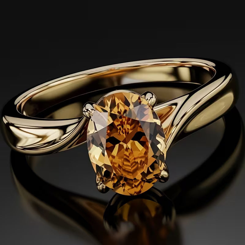Bestselling Light Luxury Minimalist Ring, Smooth Irregular Exquisite Women's Ring Inlaid Champagne Zircon