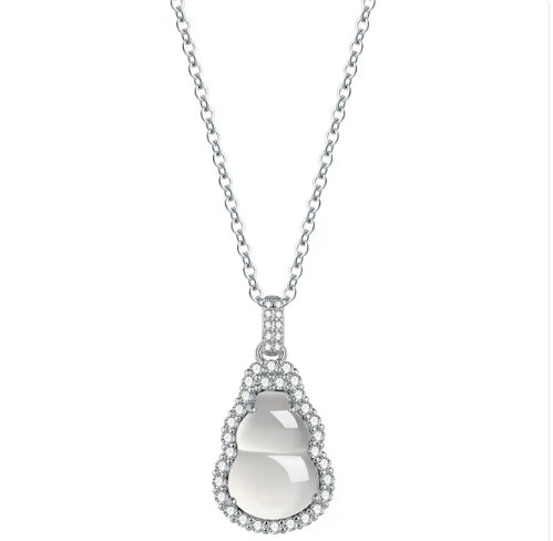 Ice-Transparent Gourd Pendant Necklace for Women – Elegant Crystal-Inspired Jewelry