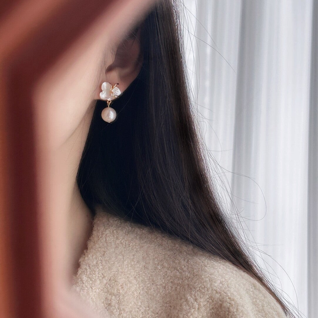 Elegant Pearl Lily Flower Earrings for Women
