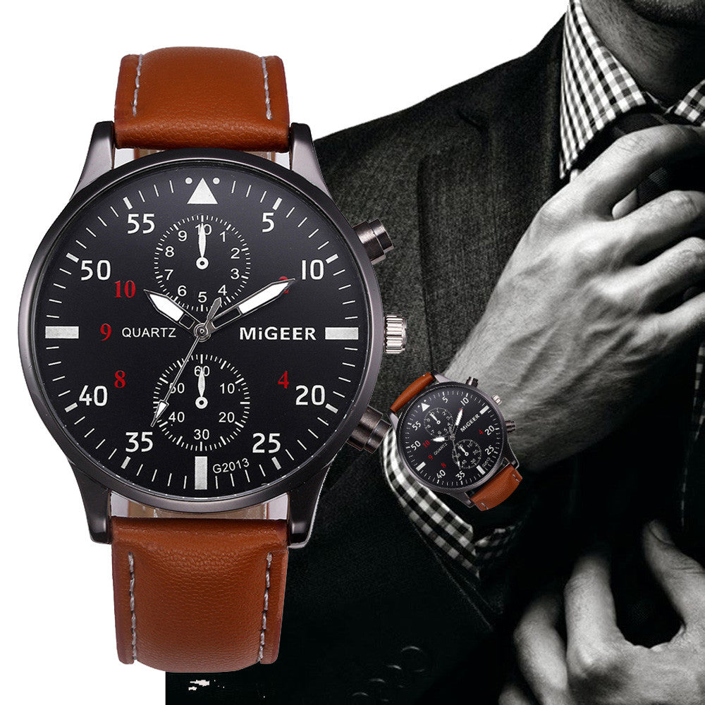 Men’s Retro Analog Quartz Watch – Leather Band Sport & Business Style