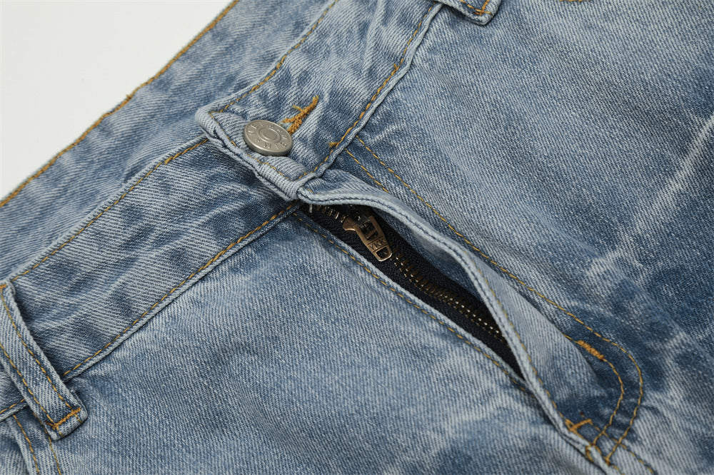 Fashion Gradient Denim Straight-leg Pants Men