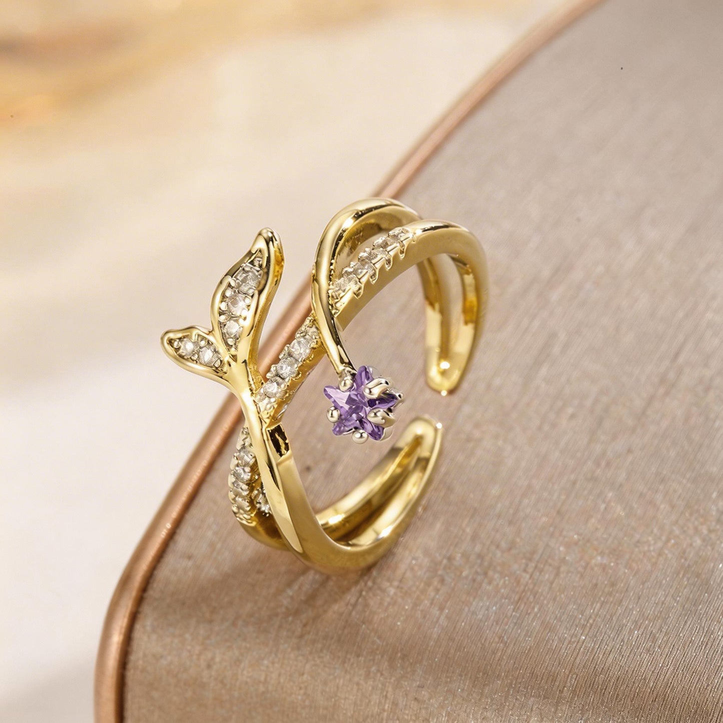 Elegant Cross Double Ring with Diamond Zircon for Women – Luxury Statement Jewelry