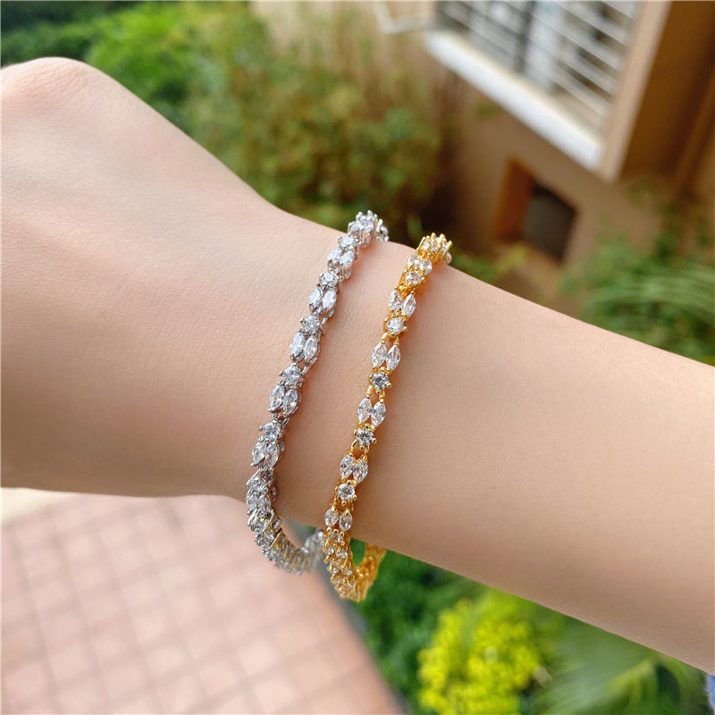 Luxury Minimalist Zircon Bracelet for Women – French Style Gold Jewelry