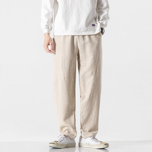 Cotton-linen Mens Pants Linen Pants Loose-fit