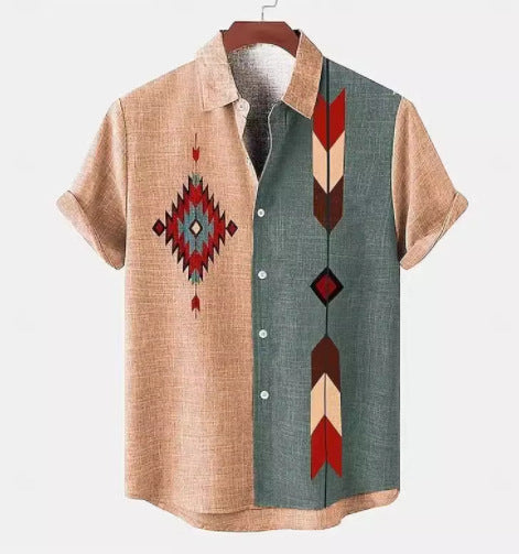 Retro Casual Short Sleeved Shirt For Men