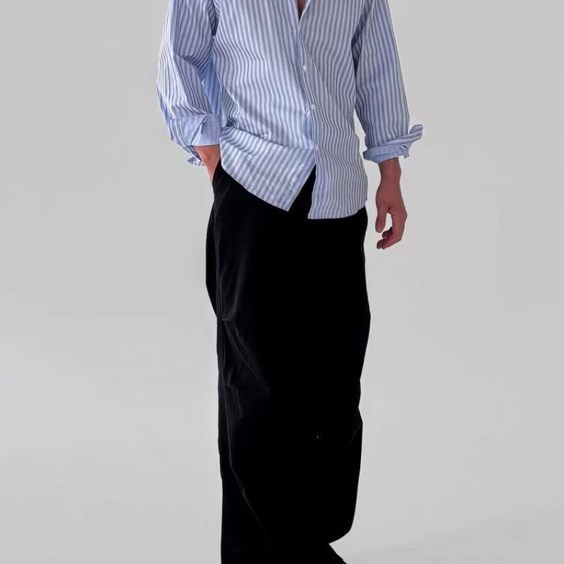 Retro Striped Shirt Men's Long-sleeve Top