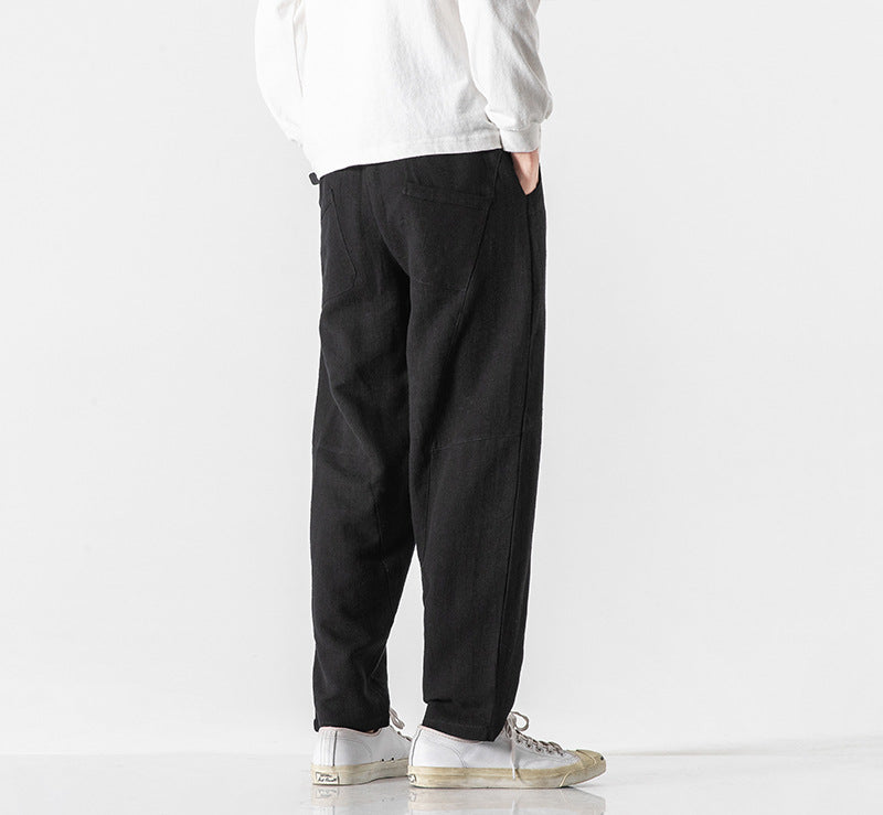 Cotton-linen Mens Pants Linen Pants Loose-fit