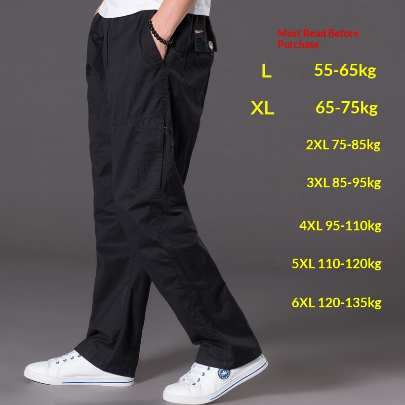 Men's Washed Casual Pants Multi-Pocket Plus-Size Work Trousers