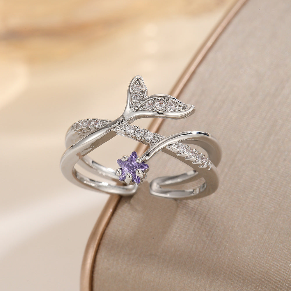 Elegant Cross Double Ring with Diamond Zircon for Women – Luxury Statement Jewelry