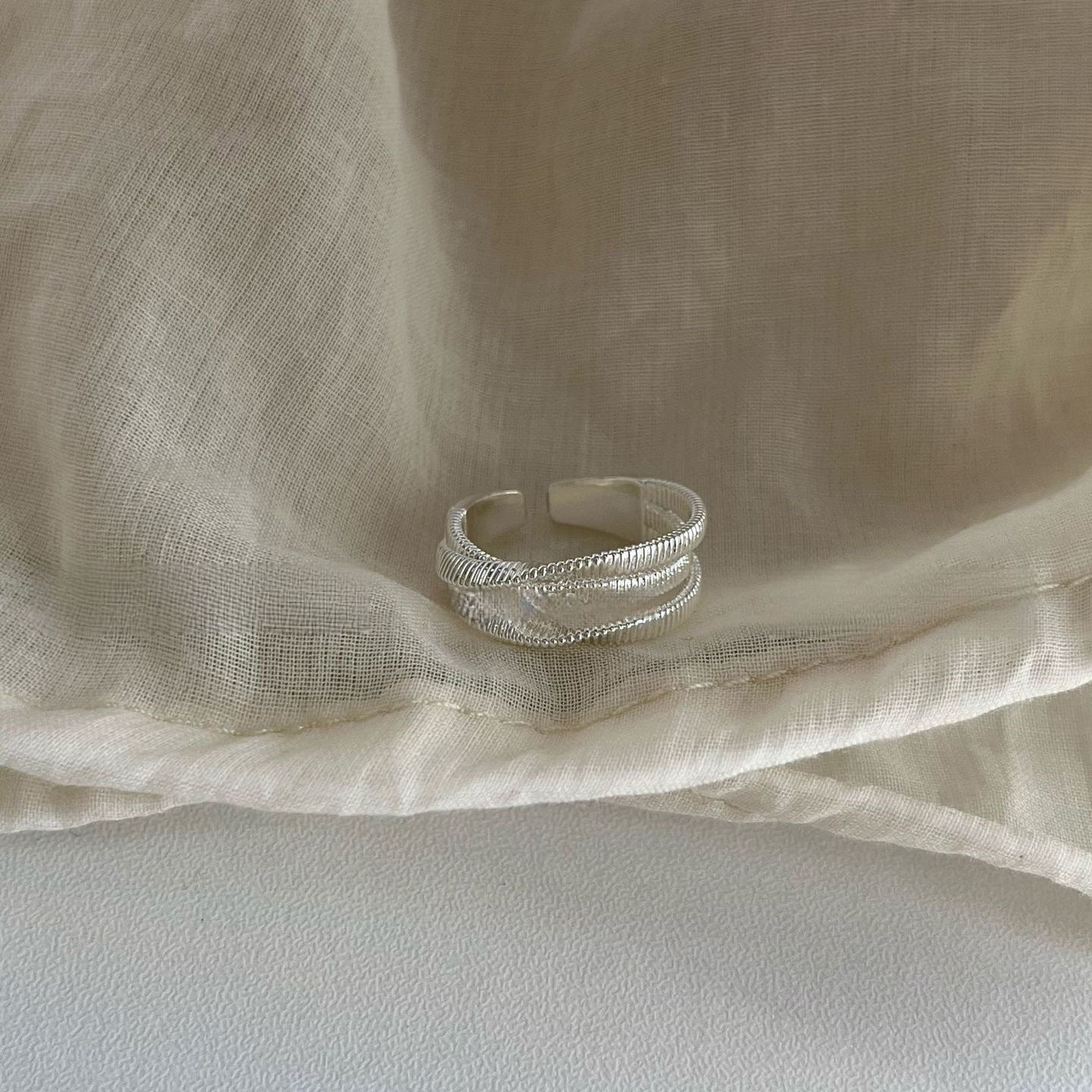 Minimalist Ins 925 Silver Retro Plain Band Ring For Ladies