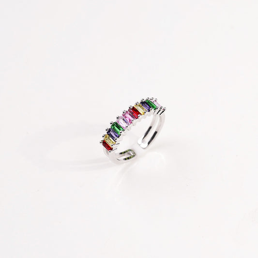 Retro Luxe Full-Diamond-Inlaid Zircon Mid-Century Style Open Ring