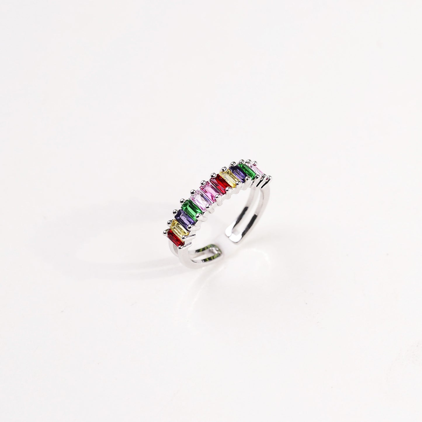 Retro Luxe Full-Diamond-Inlaid Zircon Mid-Century Style Open Ring