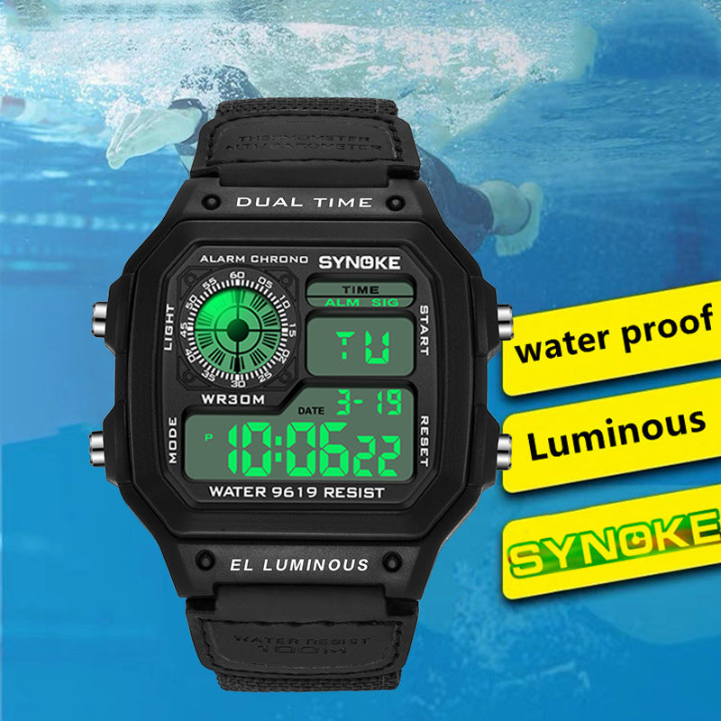 Retro LED Digital Watch for Men – Waterproof Luminous Sport Timepiece
