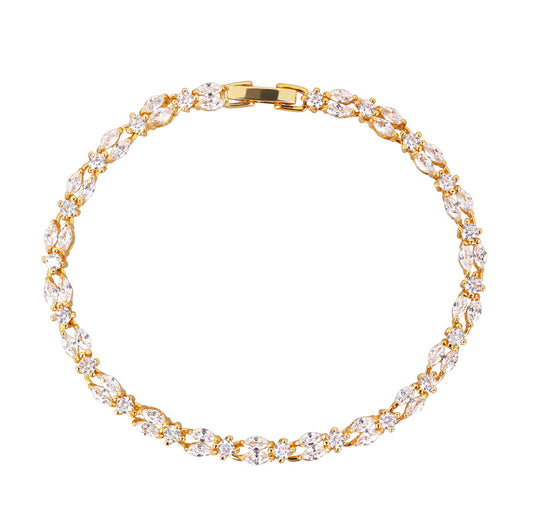 Luxury Minimalist Zircon Bracelet for Women – French Style Gold Jewelry