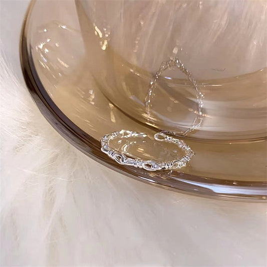 Minimalist Ins 925 Silver Retro Plain Band Ring For Ladies