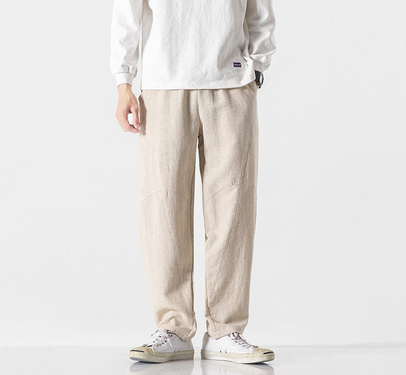 Cotton-linen Mens Pants Linen Pants Loose-fit