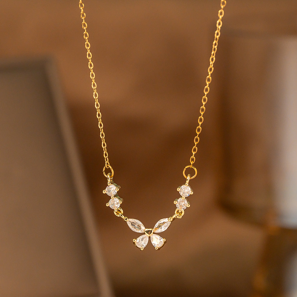 Fashionable Minimalist Internet-celebrity-style Versatile Single-diamond Pendant Necklace