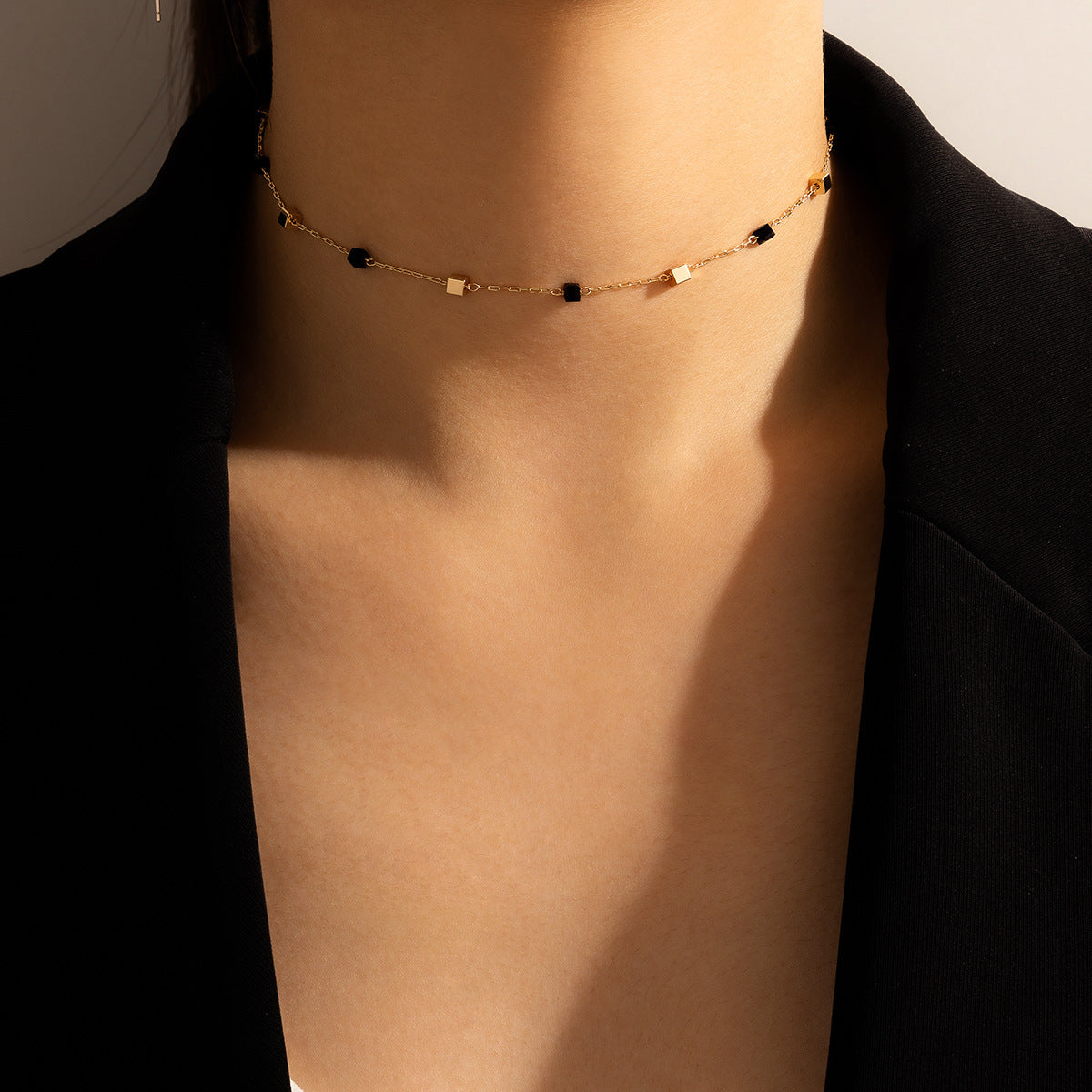 Beaded Cube Sugar Round Bead Necklace