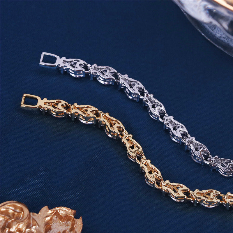 Luxury Minimalist Zircon Bracelet for Women – French Style Gold Jewelry
