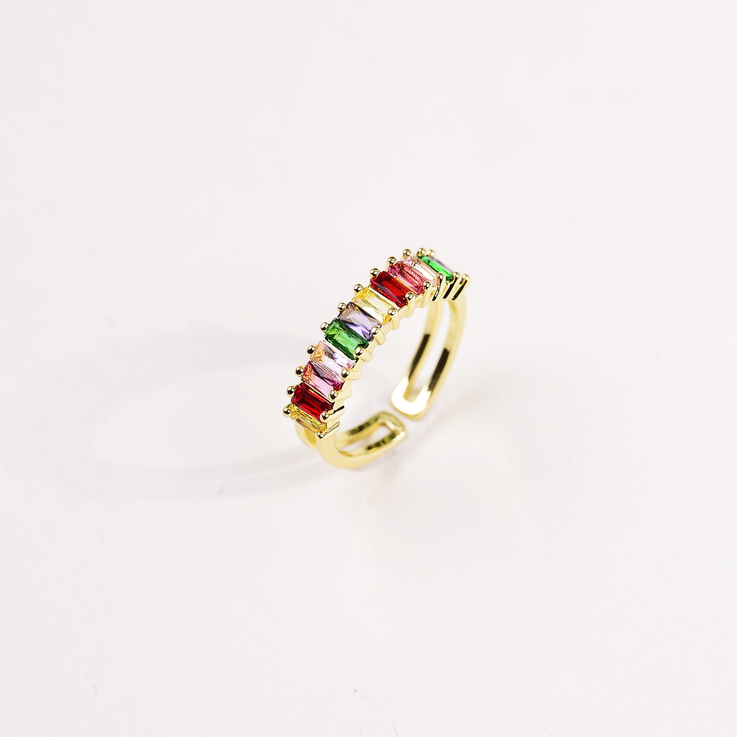 Retro Luxe Full-Diamond-Inlaid Zircon Mid-Century Style Open Ring