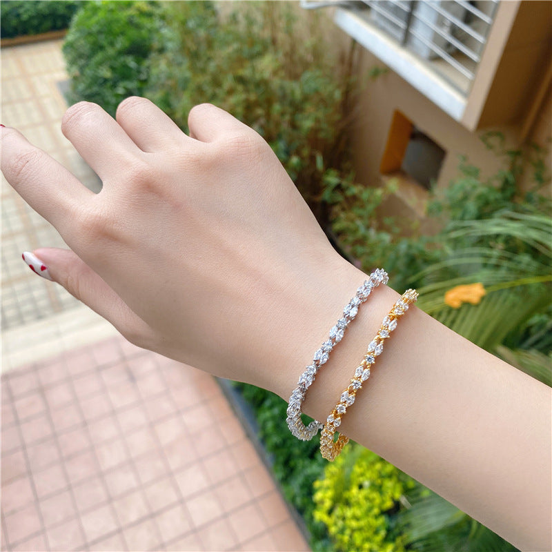 Luxury Minimalist Zircon Bracelet for Women – French Style Gold Jewelry