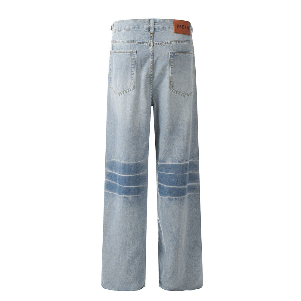 Fashion Gradient Denim Straight-leg Pants Men