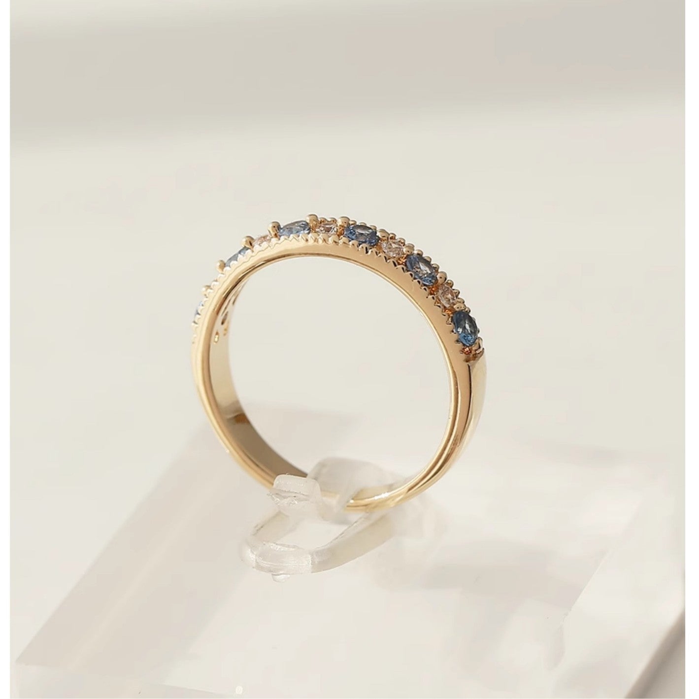 Niche Sea Blue Crystal Lace Hollow Out Ring