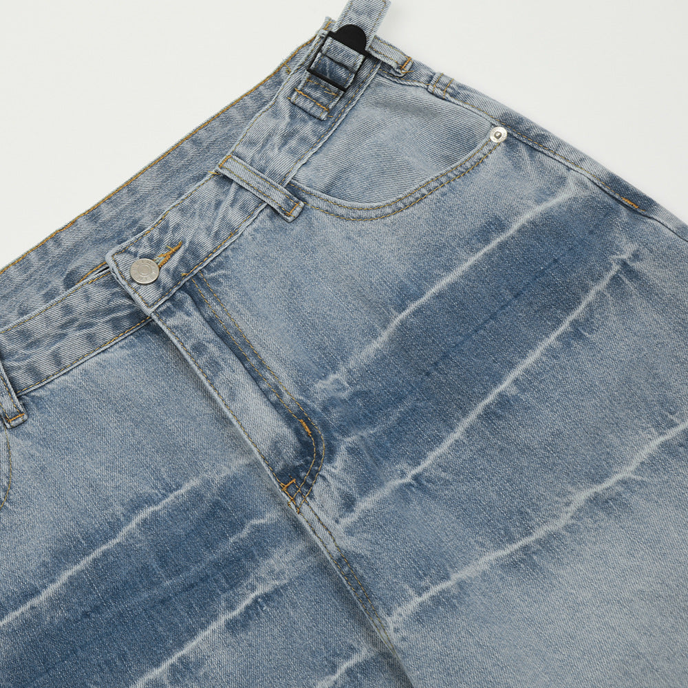 Fashion Gradient Denim Straight-leg Pants Men