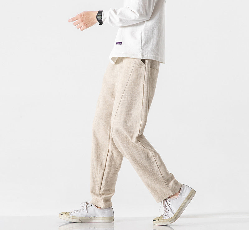 Cotton-linen Mens Pants Linen Pants Loose-fit